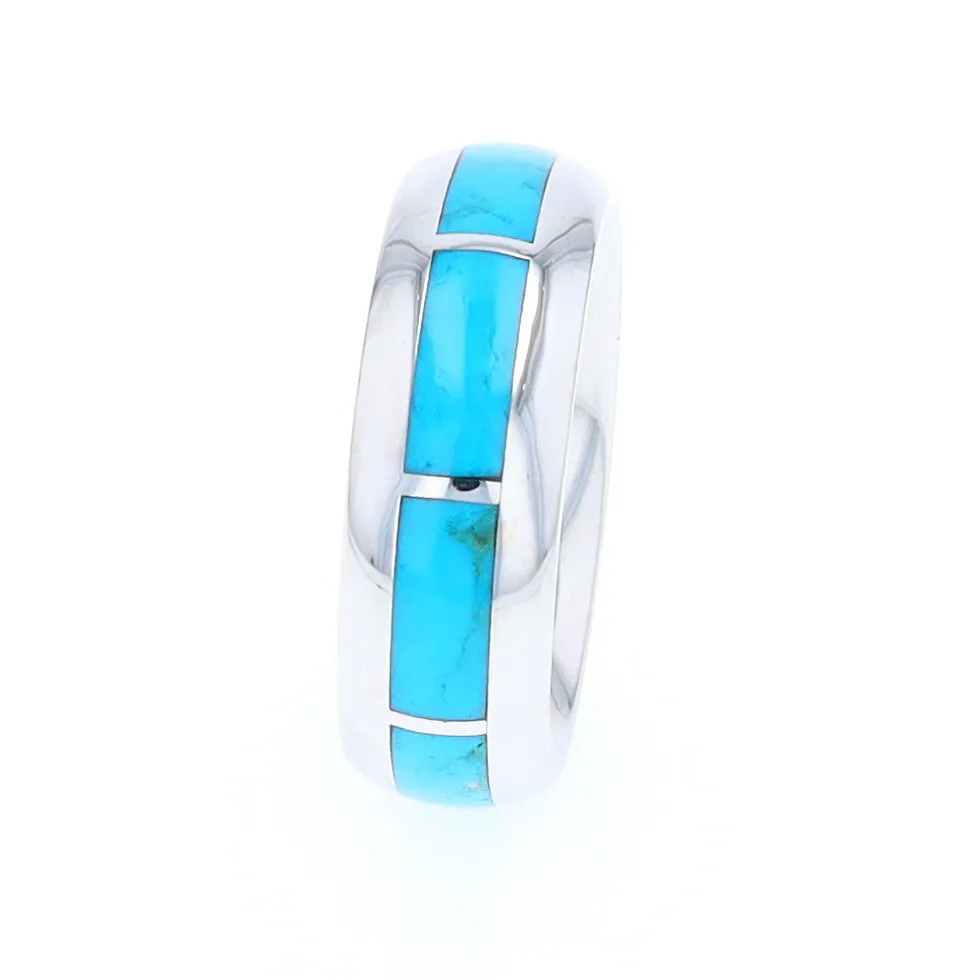 Sleeping Beauty Turquoise 8 Section Inlaid Eternity Band