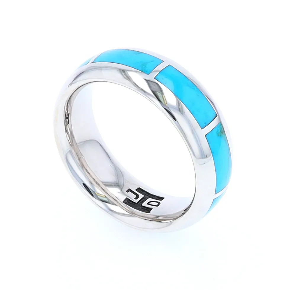 Sleeping Beauty Turquoise 8 Section Inlaid Eternity Band