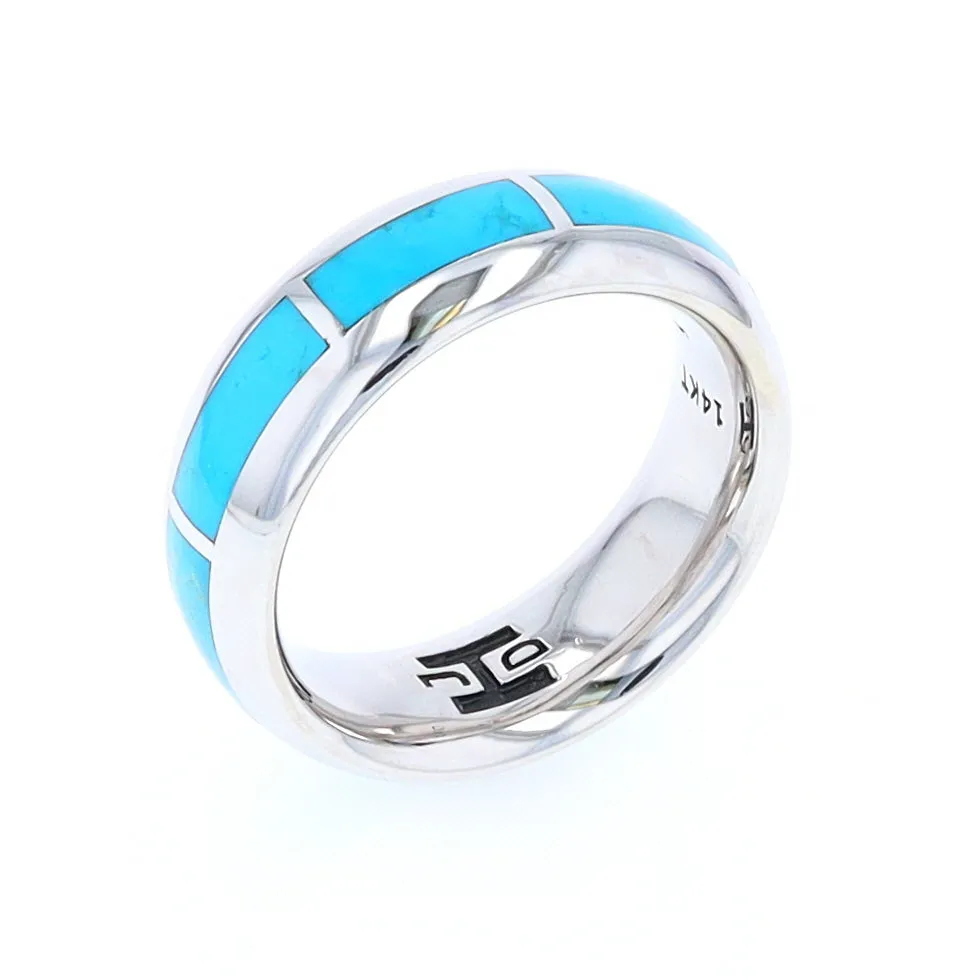 Sleeping Beauty Turquoise 8 Section Inlaid Eternity Band
