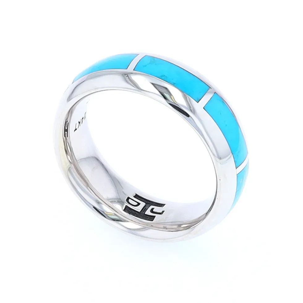 Sleeping Beauty Turquoise 8 Section Inlaid Eternity Band