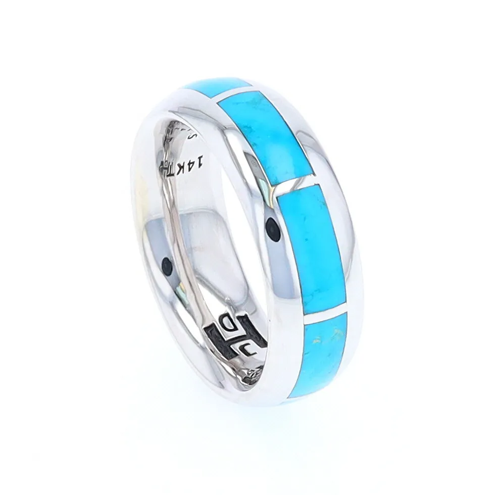 Sleeping Beauty Turquoise 8 Section Inlaid Eternity Band