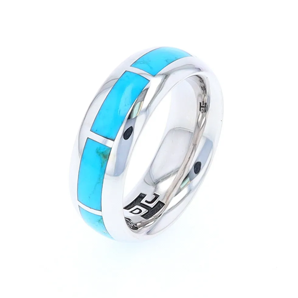 Sleeping Beauty Turquoise 8 Section Inlaid Eternity Band