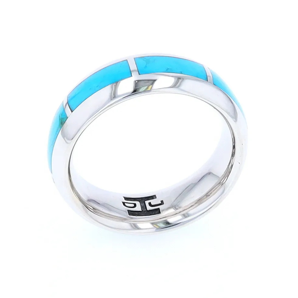 Sleeping Beauty Turquoise 8 Section Inlaid Eternity Band