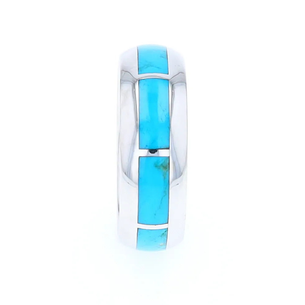 Sleeping Beauty Turquoise 8 Section Inlaid Eternity Band
