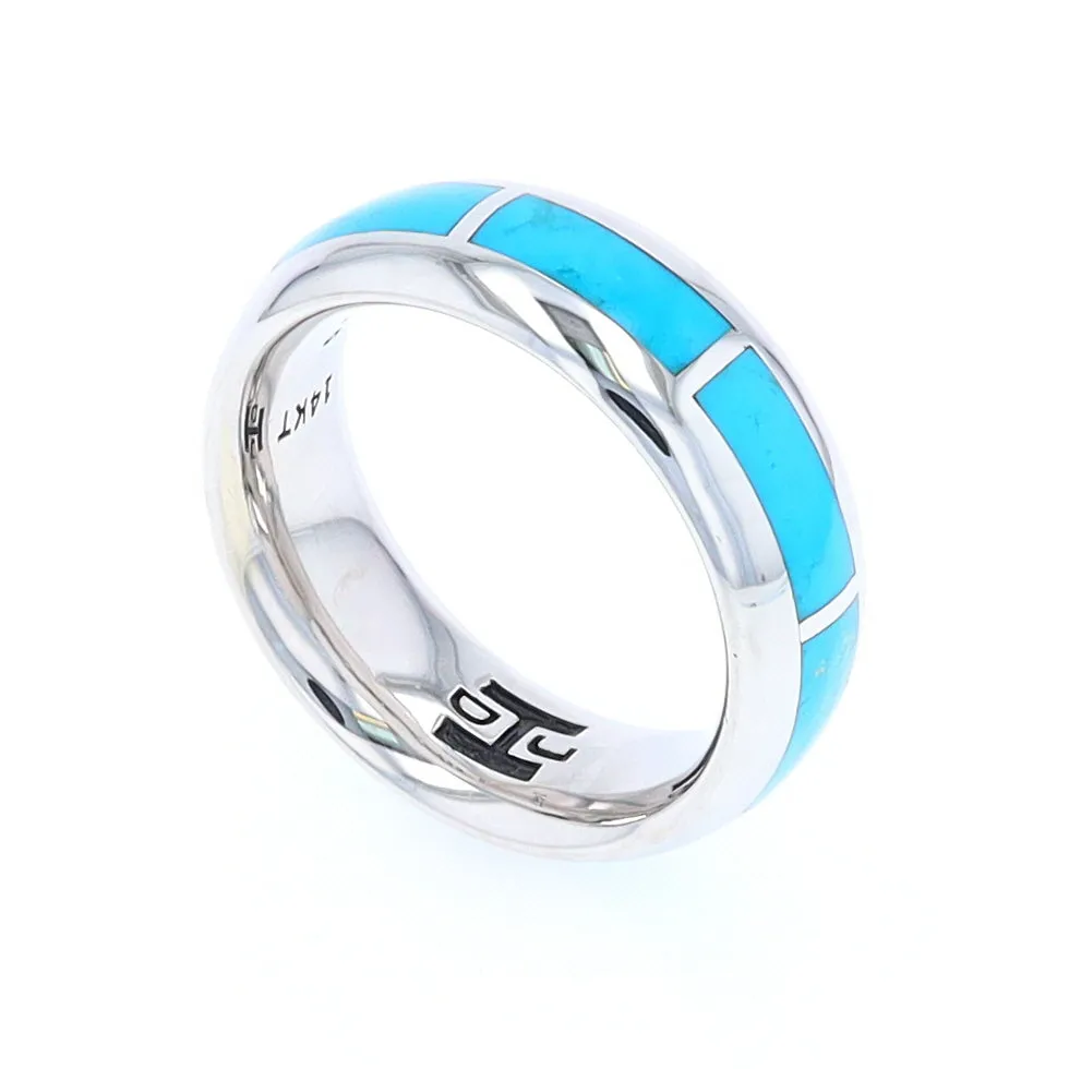 Sleeping Beauty Turquoise 8 Section Inlaid Eternity Band
