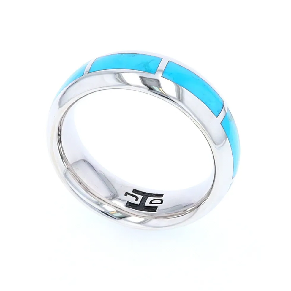 Sleeping Beauty Turquoise 8 Section Inlaid Eternity Band