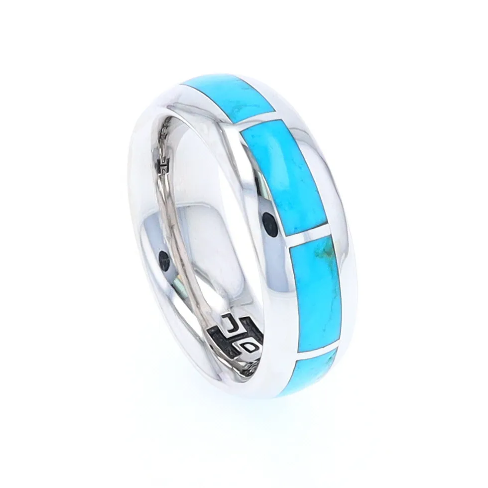 Sleeping Beauty Turquoise 8 Section Inlaid Eternity Band