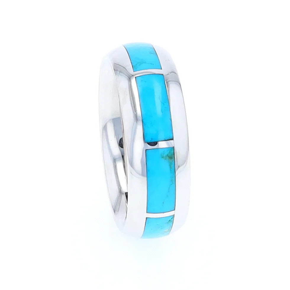 Sleeping Beauty Turquoise 8 Section Inlaid Eternity Band