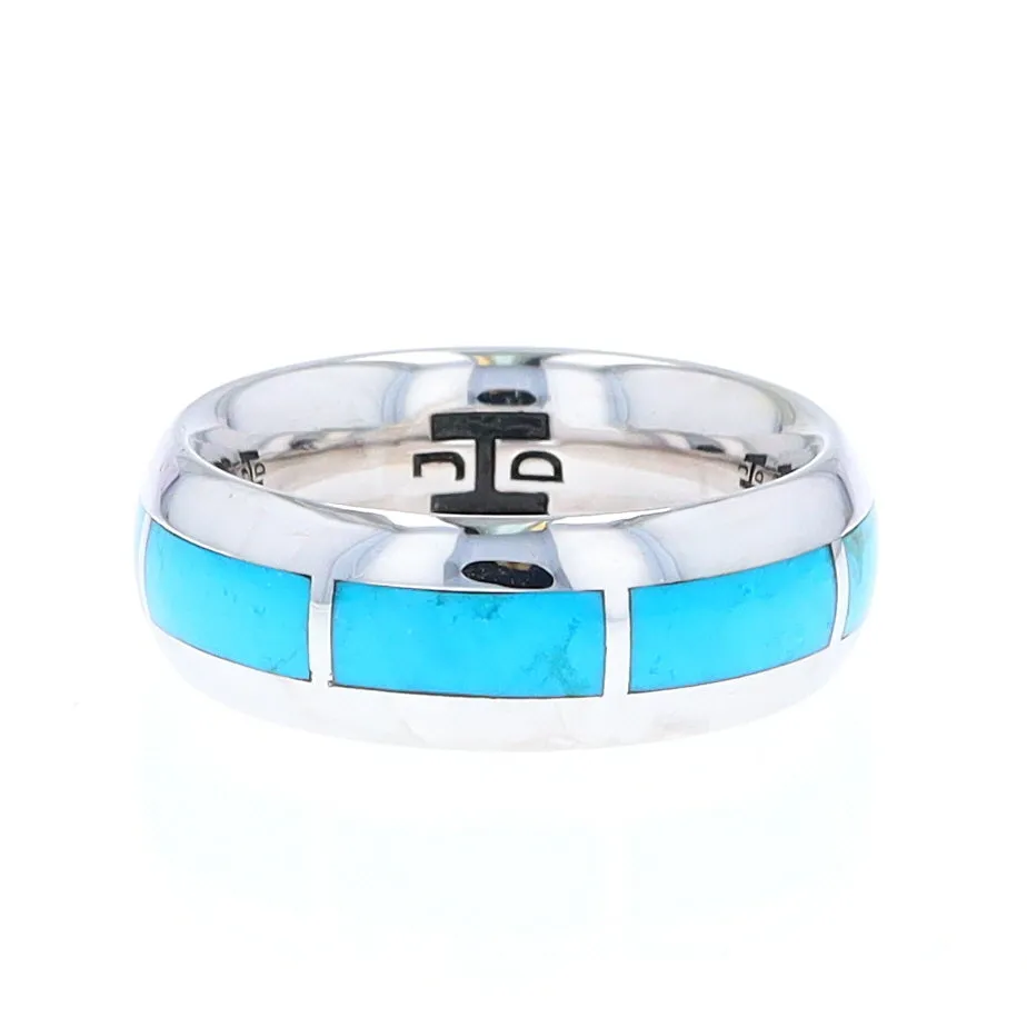 Sleeping Beauty Turquoise 8 Section Inlaid Eternity Band