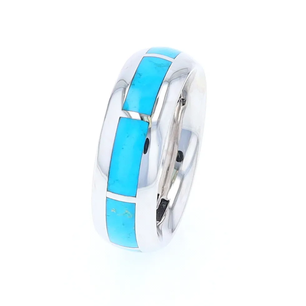 Sleeping Beauty Turquoise 8 Section Inlaid Eternity Band