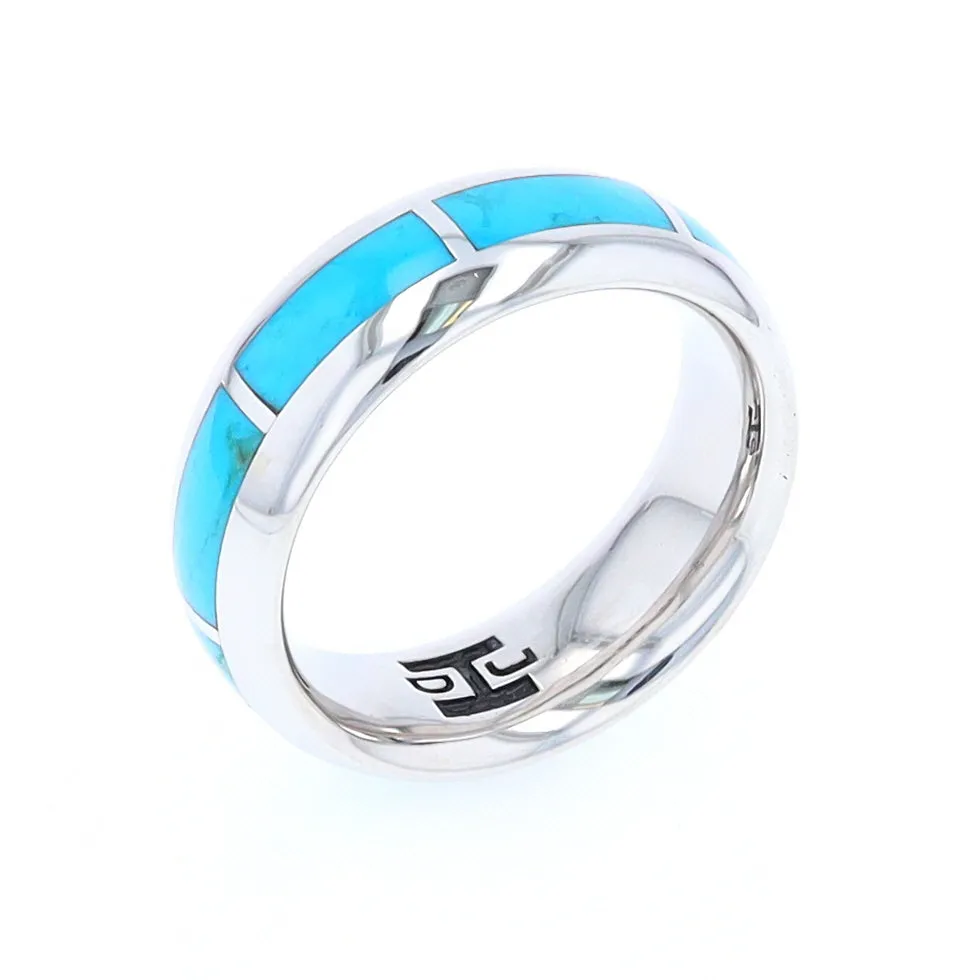Sleeping Beauty Turquoise 8 Section Inlaid Eternity Band