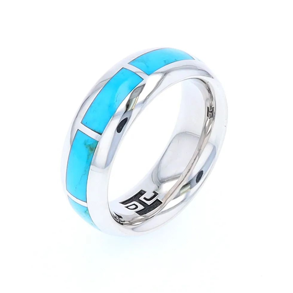 Sleeping Beauty Turquoise 8 Section Inlaid Eternity Band