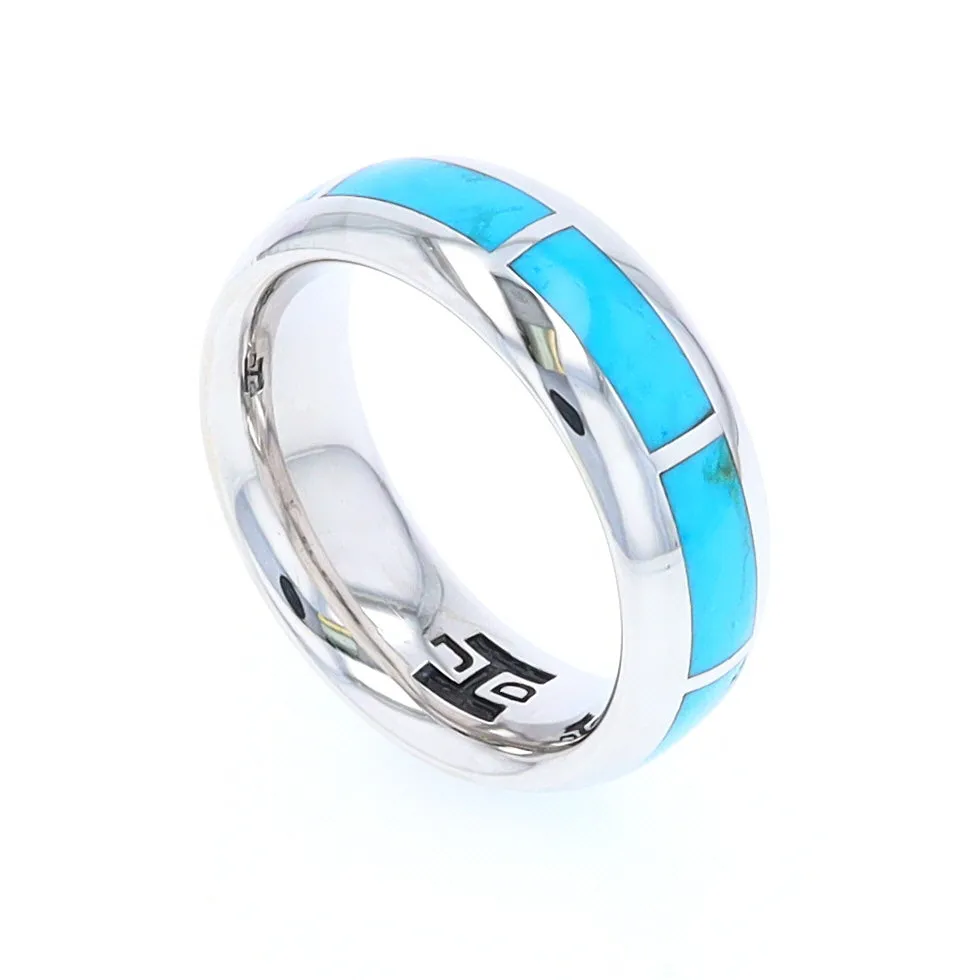 Sleeping Beauty Turquoise 8 Section Inlaid Eternity Band