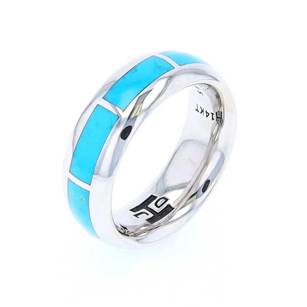 Sleeping Beauty Turquoise 8 Section Inlaid Eternity Band