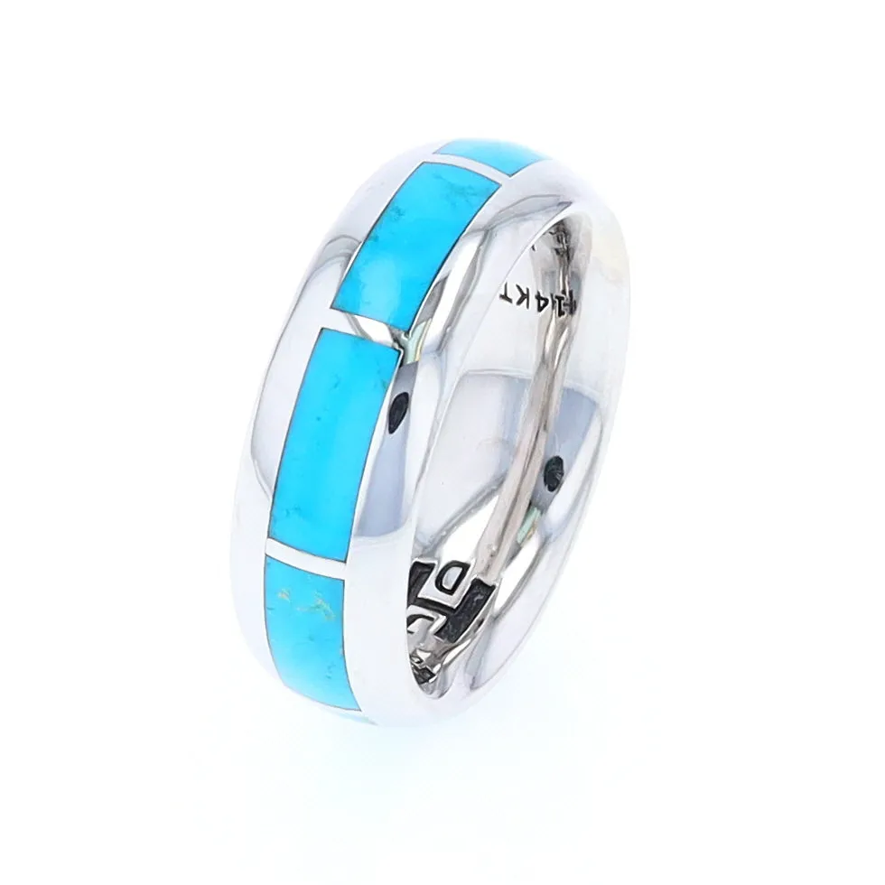 Sleeping Beauty Turquoise 8 Section Inlaid Eternity Band