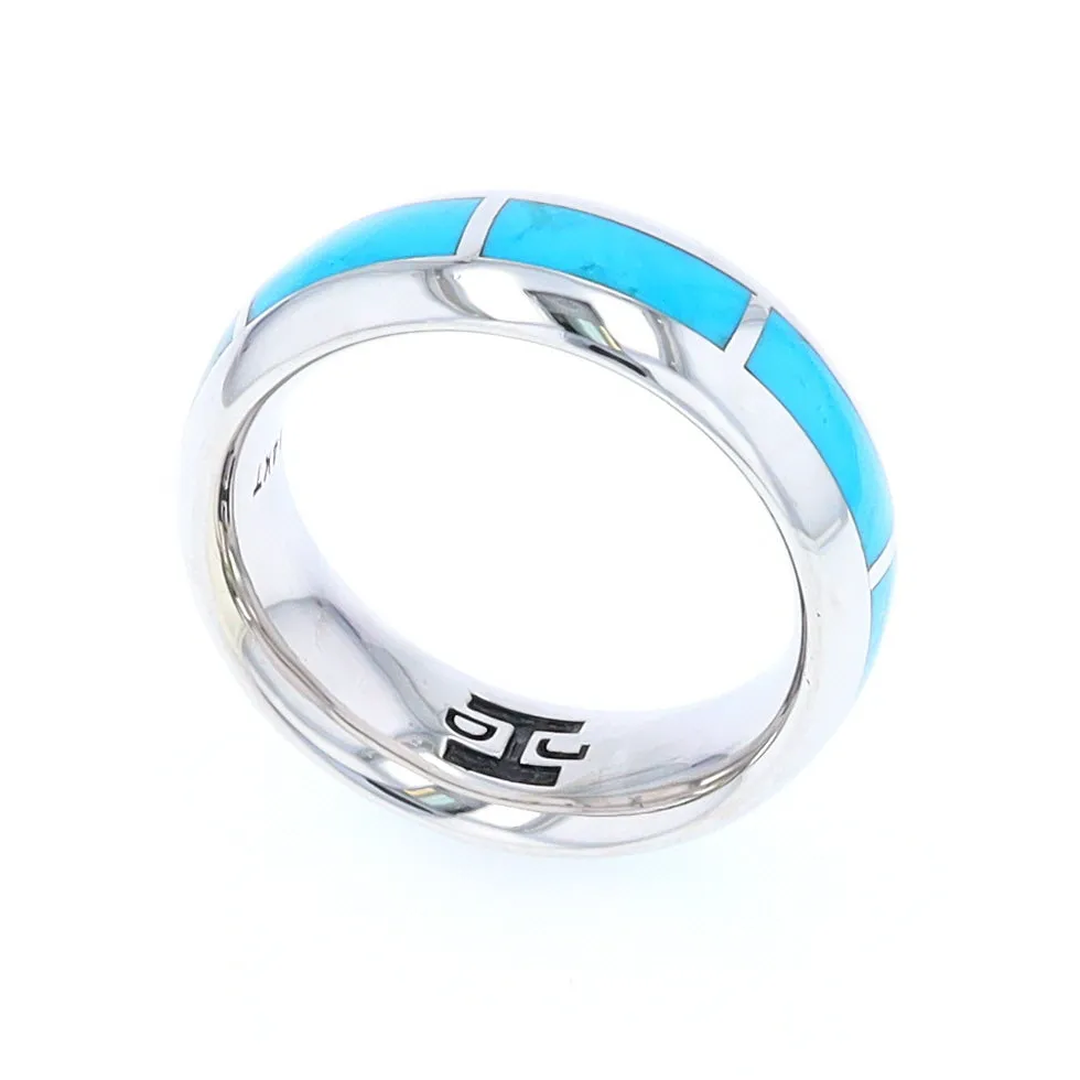 Sleeping Beauty Turquoise 8 Section Inlaid Eternity Band