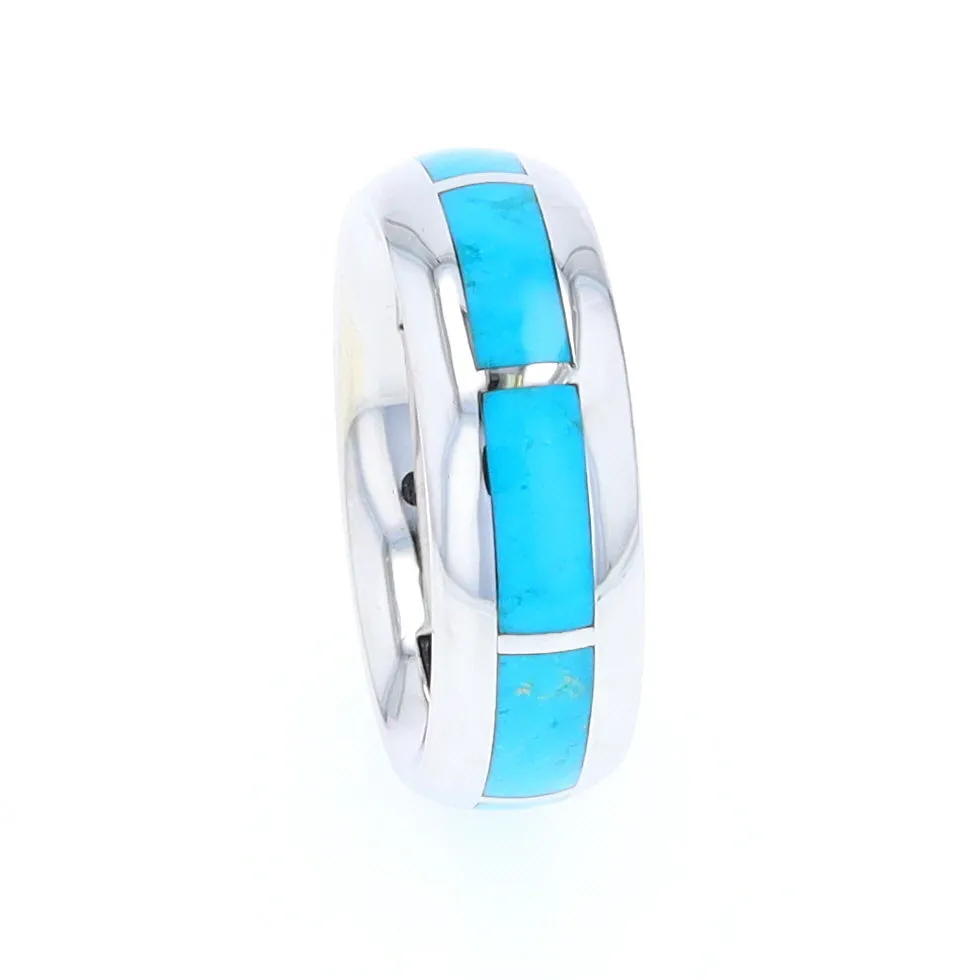 Sleeping Beauty Turquoise 8 Section Inlaid Eternity Band