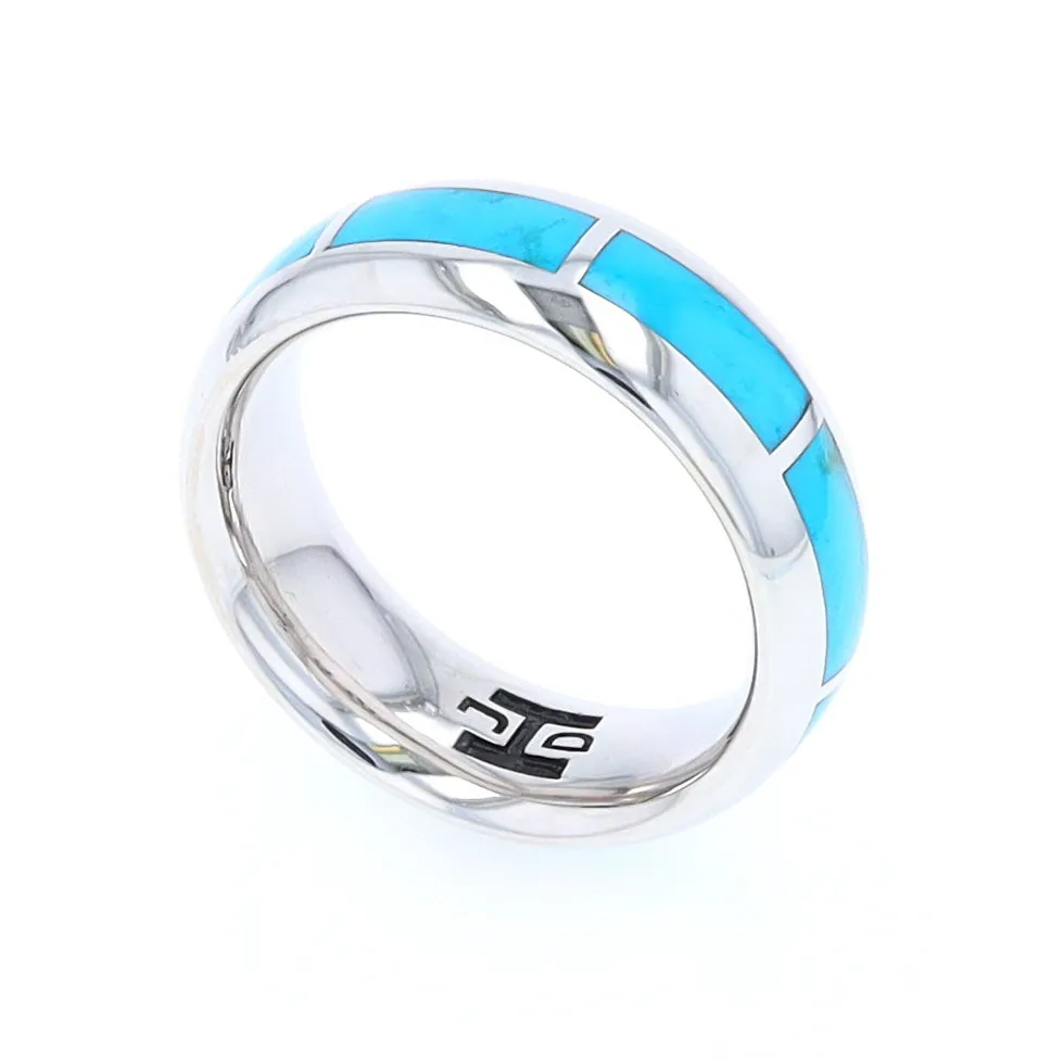 Sleeping Beauty Turquoise 8 Section Inlaid Eternity Band
