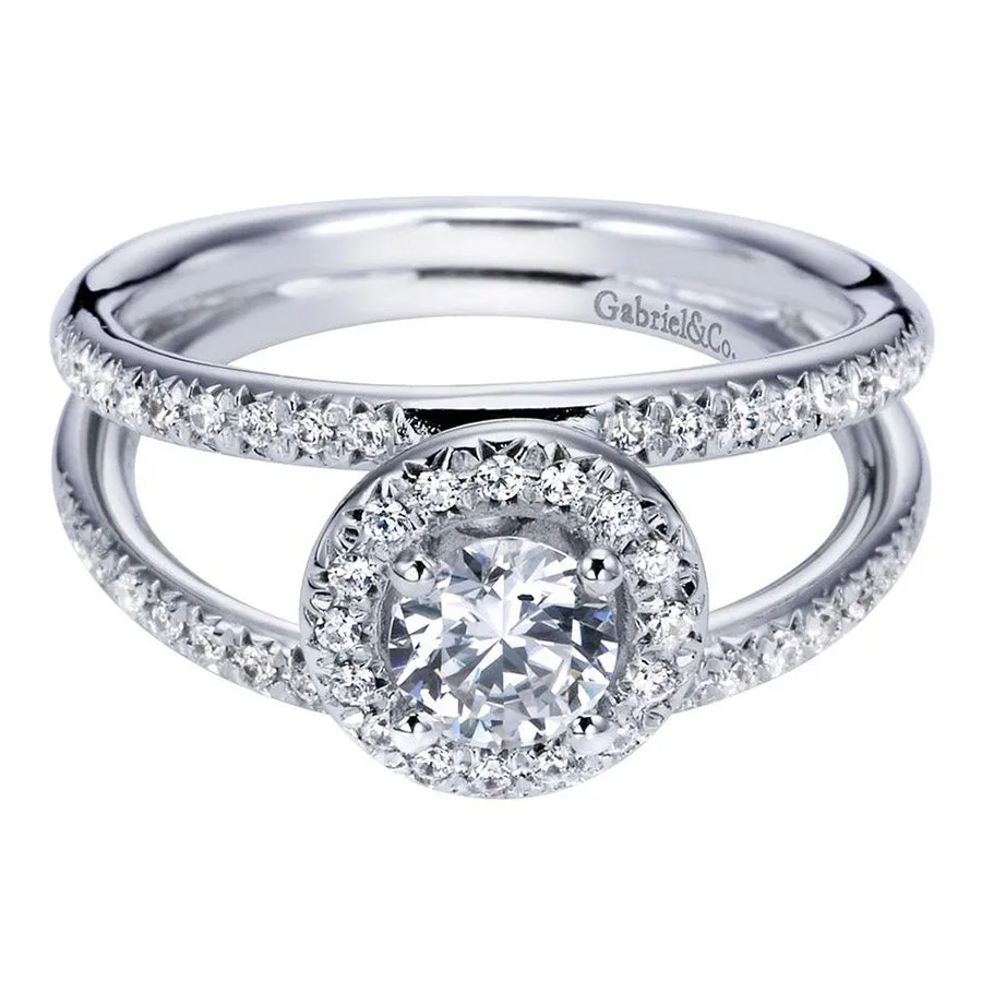 Split Shank Diamond Halo Engagement Ring