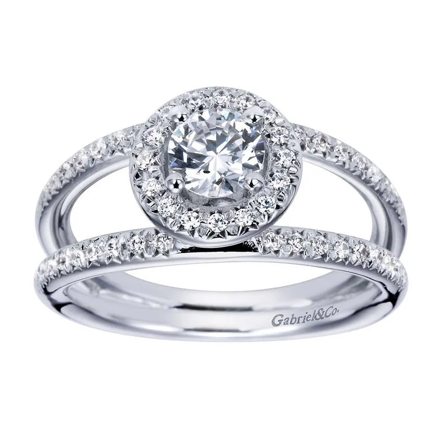Split Shank Diamond Halo Engagement Ring