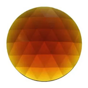 Stained Glass Jewels - Round 50mm Light Amber Faceted 2 Inch