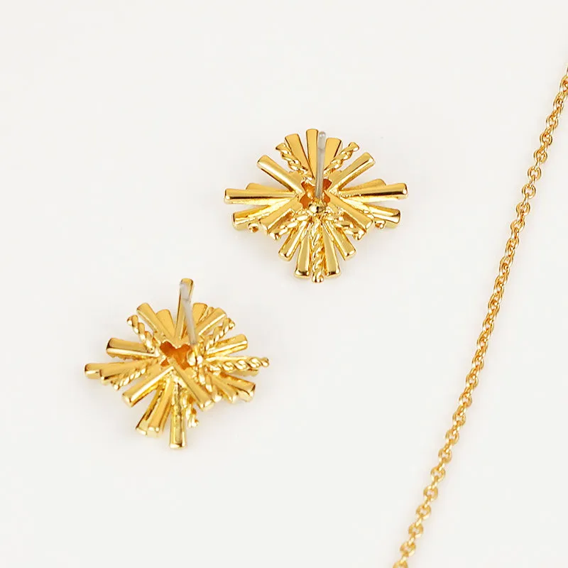 Starburst Gold-Plated Earrings and Necklace Set