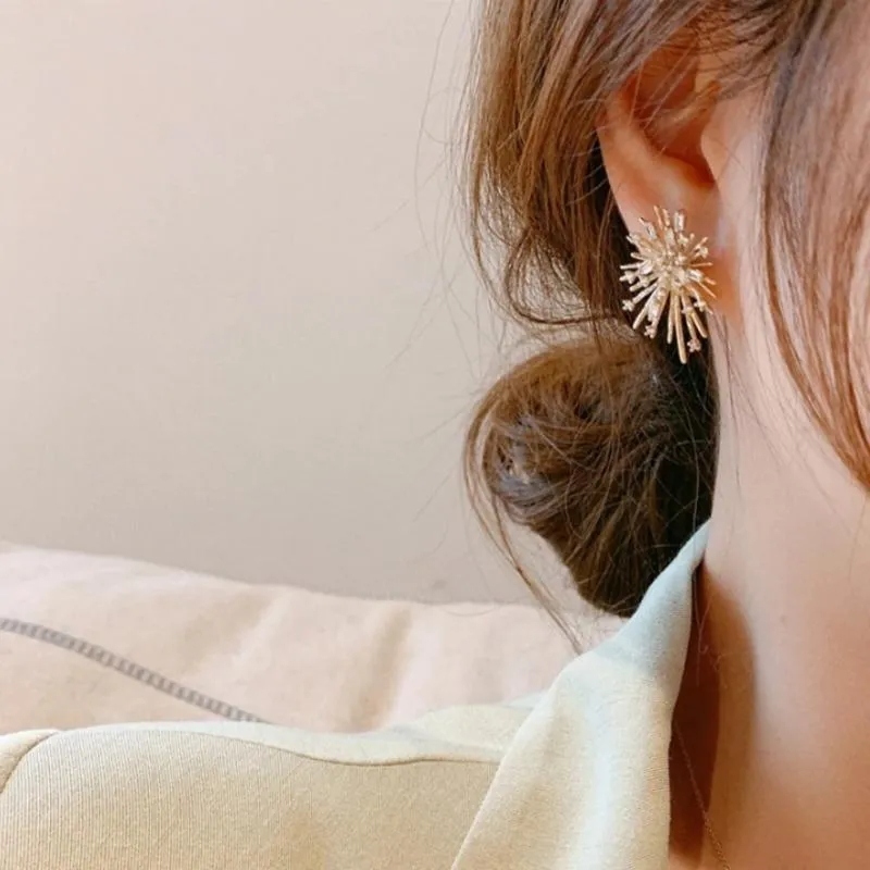 Starburst with Sparkling Inlaid Zircon Earrings