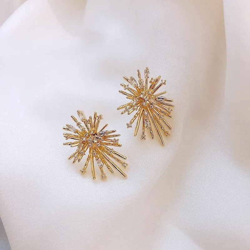 Starburst with Sparkling Inlaid Zircon Earrings