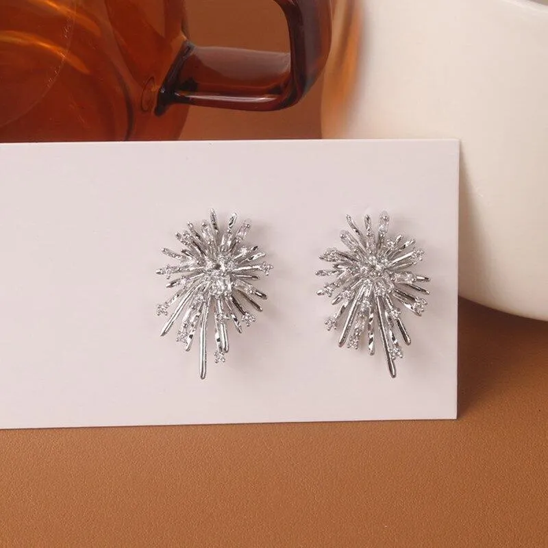 Starburst with Sparkling Inlaid Zircon Earrings