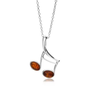 Sterling Silver Amber Eighth Music Notes Pendant