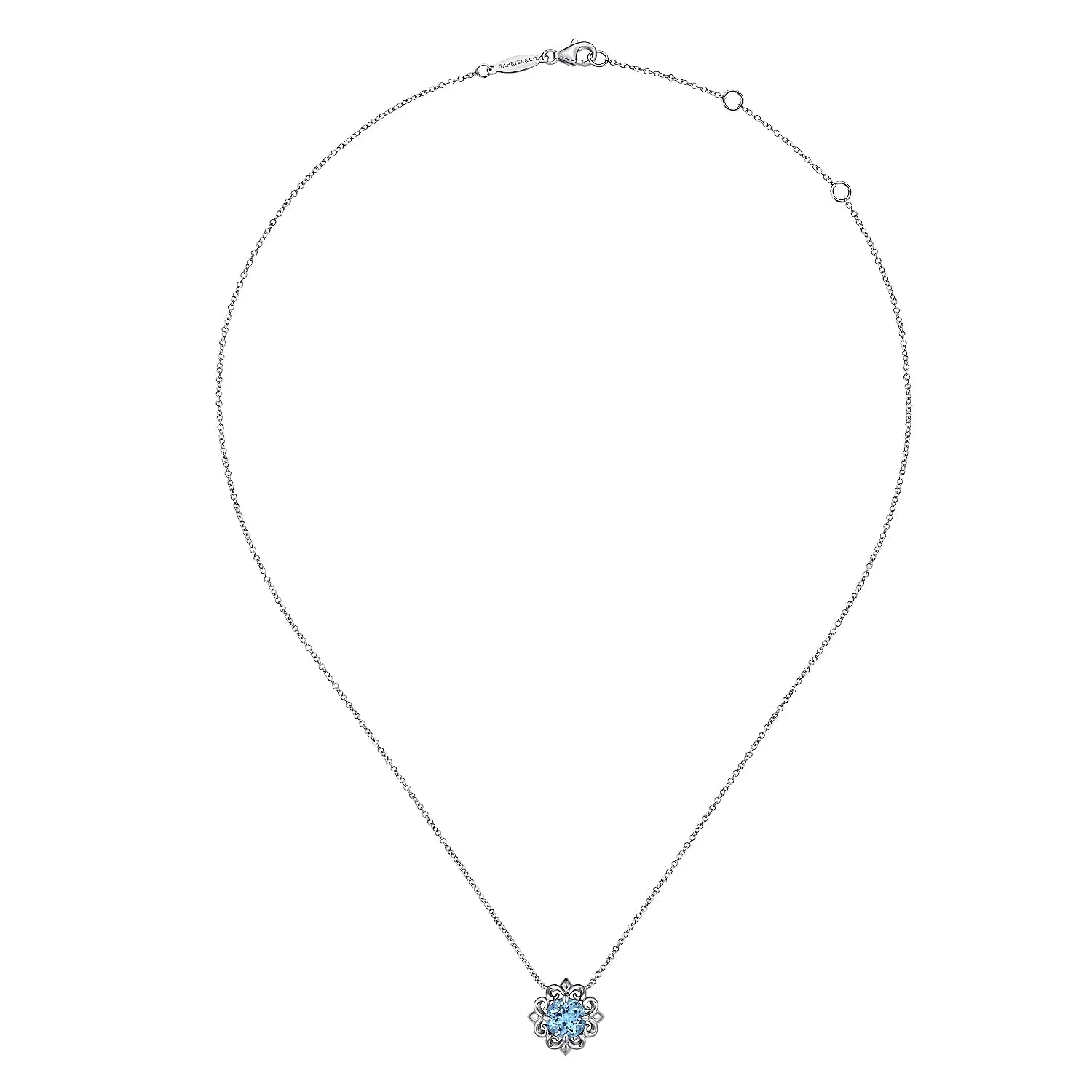 Sterling Silver Gemstone Flower Pendant Necklace
