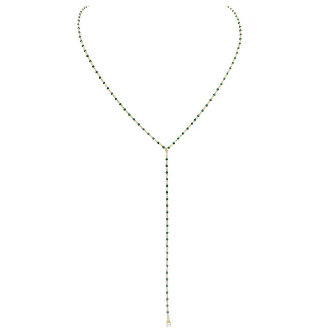 Sterling Silver Gold Plated Beaded Lariat Necklace