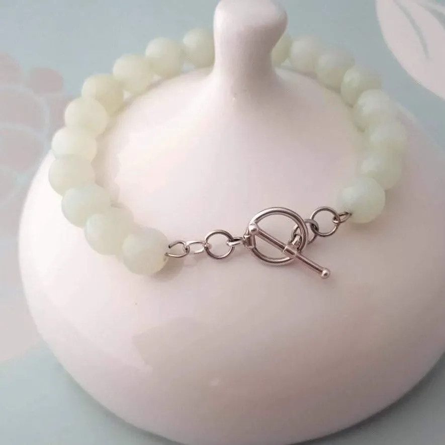Sterling Silver Green Jade Bracelet