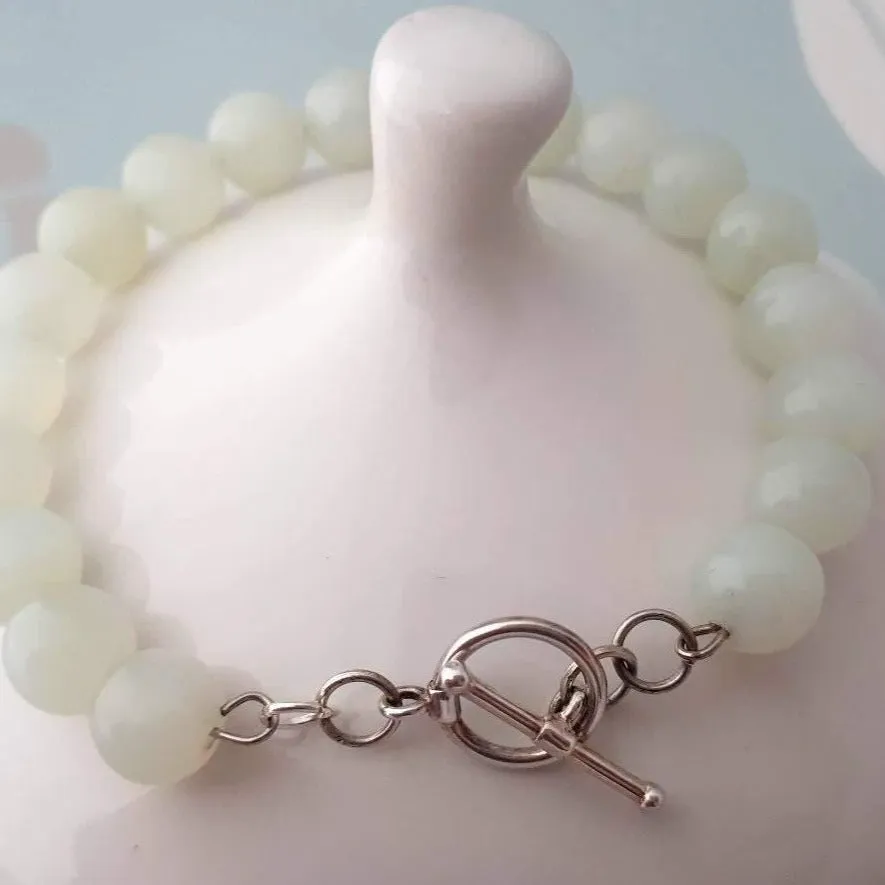 Sterling Silver Green Jade Bracelet