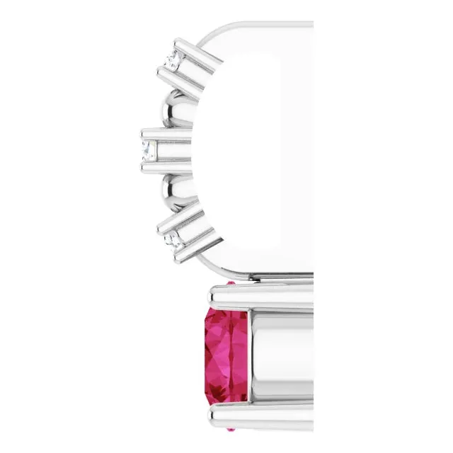 Sterling Silver Imitation Ruby & .01 CTW Natural Diamond Charm/Pendant
