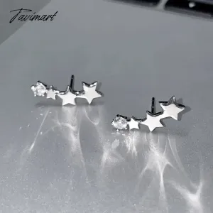 Tavimart Needle Exquisite Shining Zircon Stars Stud Earrings Girls Simple Design Earrings Women New Korean Trendy Y2K Jewelry