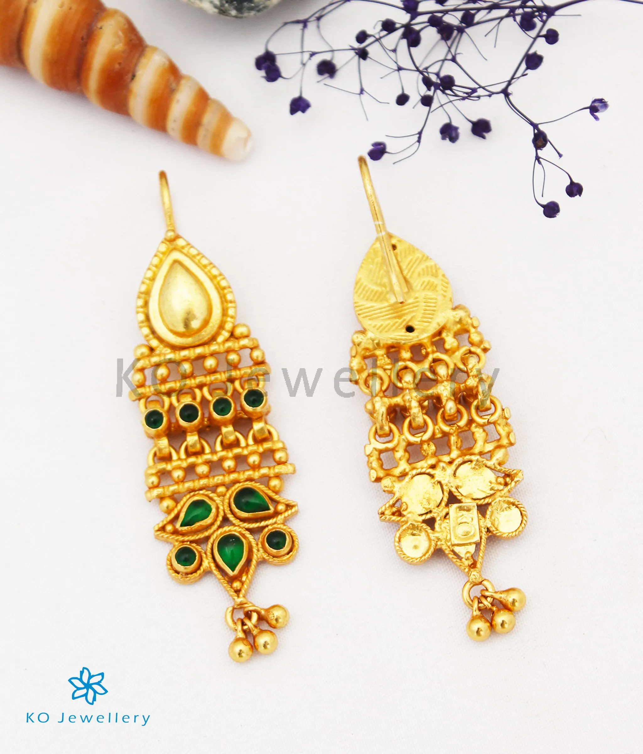 The Abir Silver Earrings(Green)