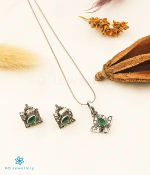 The Ayana Silver Kemp Pendant Set (Green)