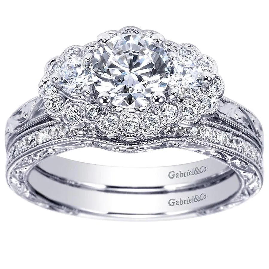 Three Stone Diamond White Gold Engagement Ring