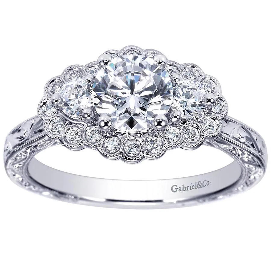 Three Stone Diamond White Gold Engagement Ring