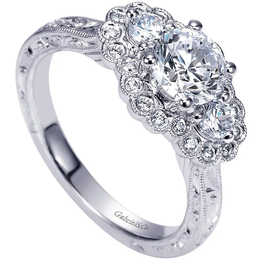 Three Stone Diamond White Gold Engagement Ring