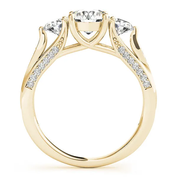 Three Stone Wedding Set Moissanite Engagement and Diamond Wedding Band - Trina