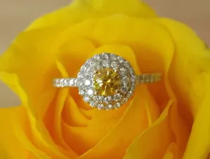 Tiffany & Co. 0.60tcw Fancy Vivid Yellow Diamond Soleste Engagement Ring PT950