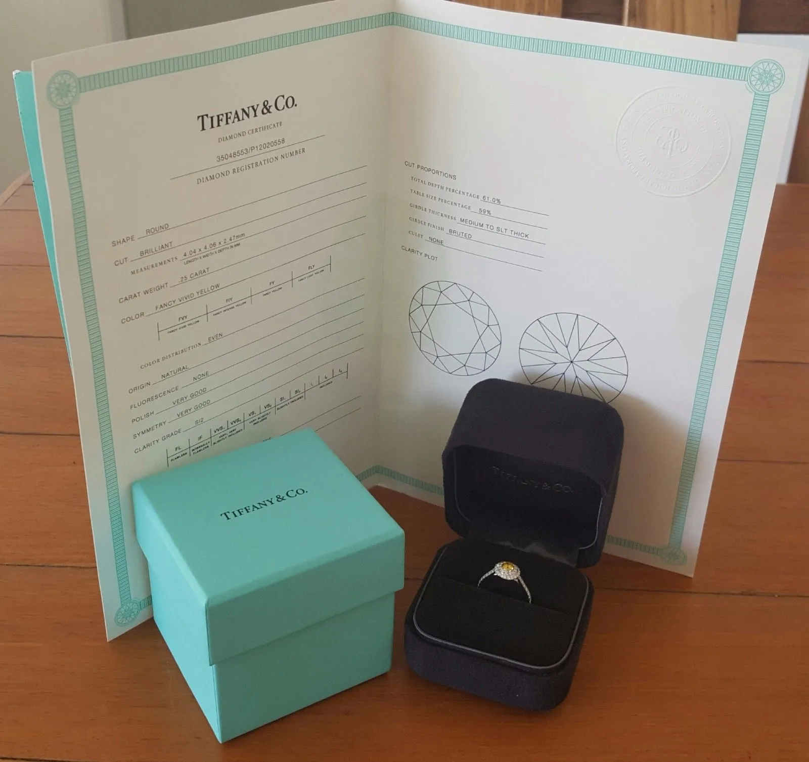 Tiffany & Co. 0.60tcw Fancy Vivid Yellow Diamond Soleste Engagement Ring PT950