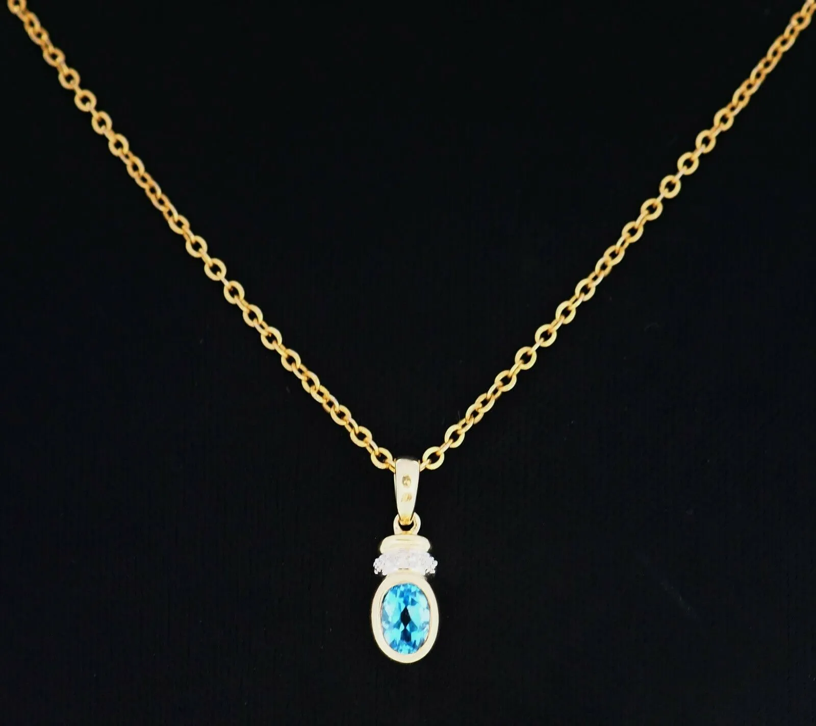 Topaz & Diamond Pendant 9ct Yellow Gold Gemstone Necklace Fine Jewellery