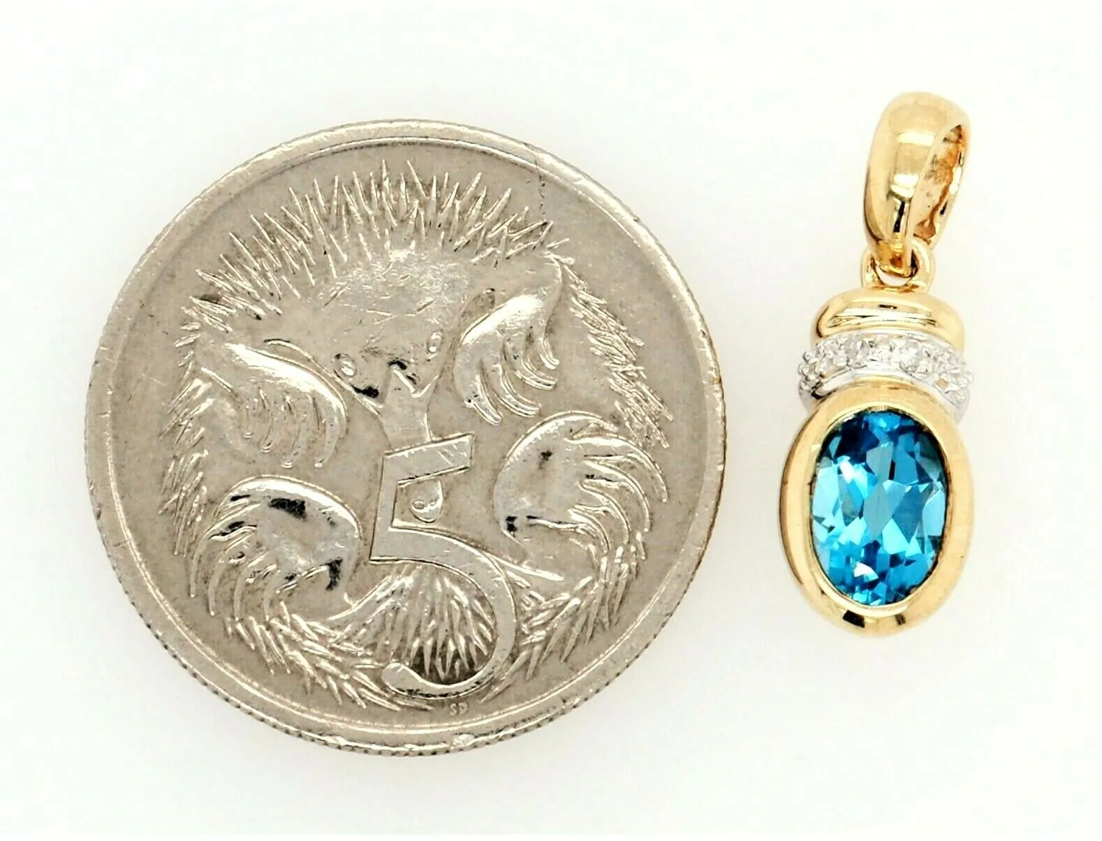 Topaz & Diamond Pendant 9ct Yellow Gold Gemstone Necklace Fine Jewellery