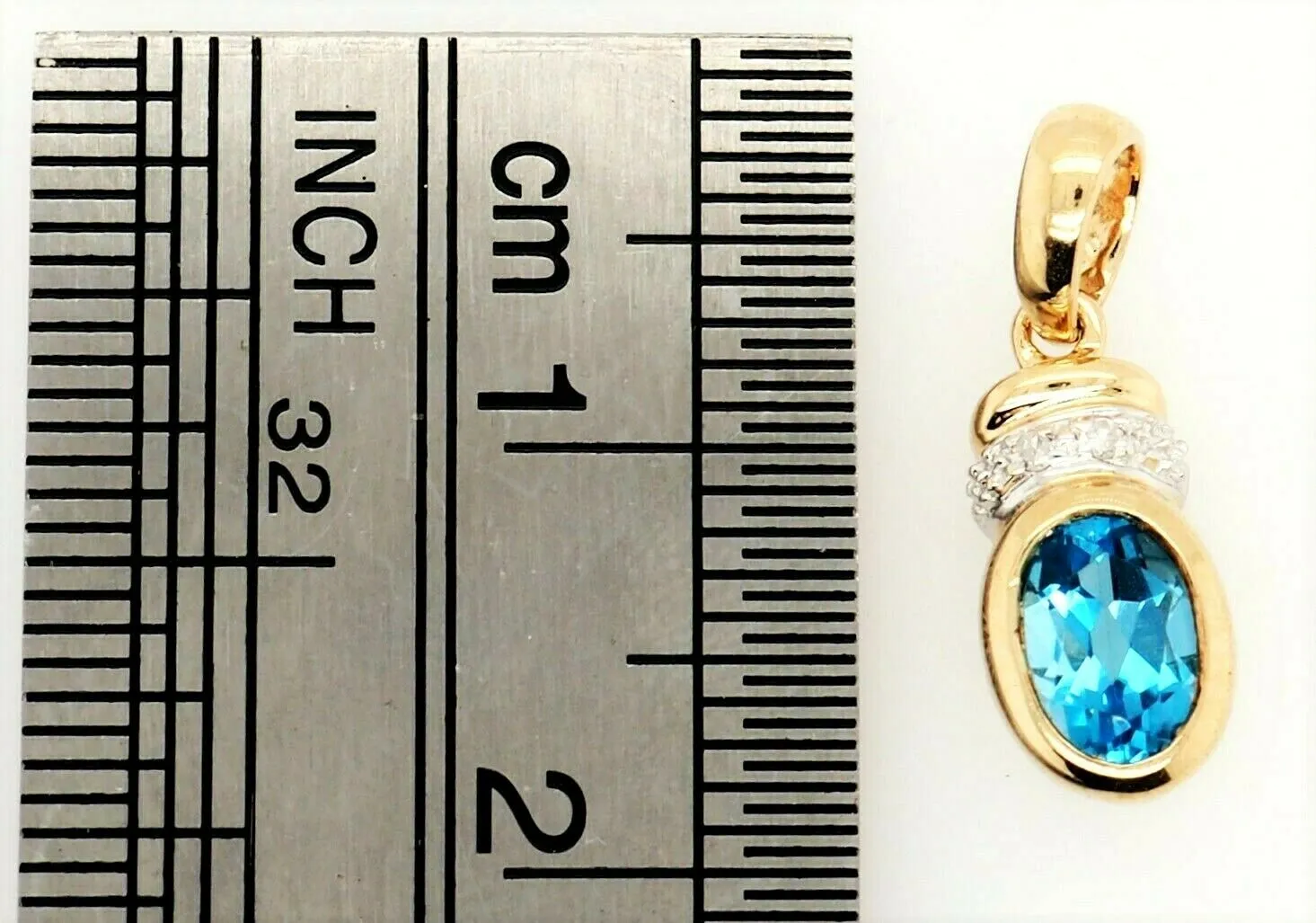 Topaz & Diamond Pendant 9ct Yellow Gold Gemstone Necklace Fine Jewellery
