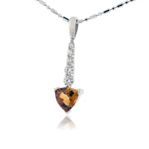 Trillion Citrine and Diamond Pendant