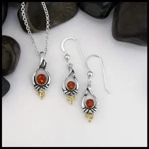 Trinity Knot Pendant and Earring set with Citrine
