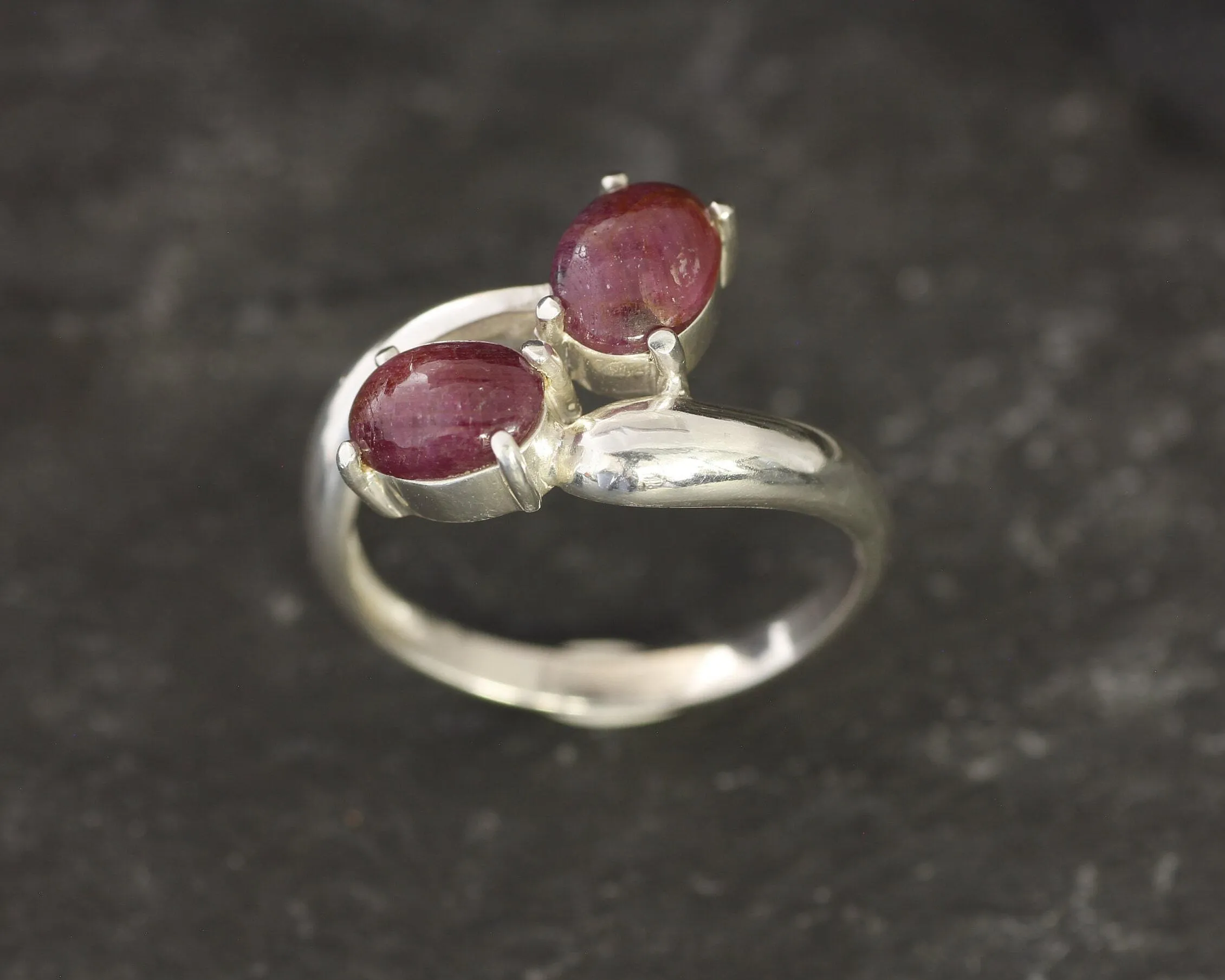 Two Stone Ruby Ring - July Birthstone Ring - Red Vintage Ring